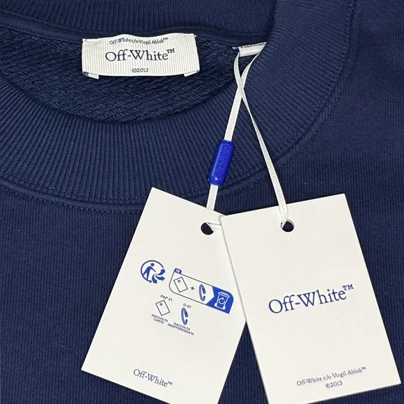 Off-White Bookish Skate Crewneck Dark Blue White Logo Sweatshirt Size M NWT COA - Picture 6 of 9